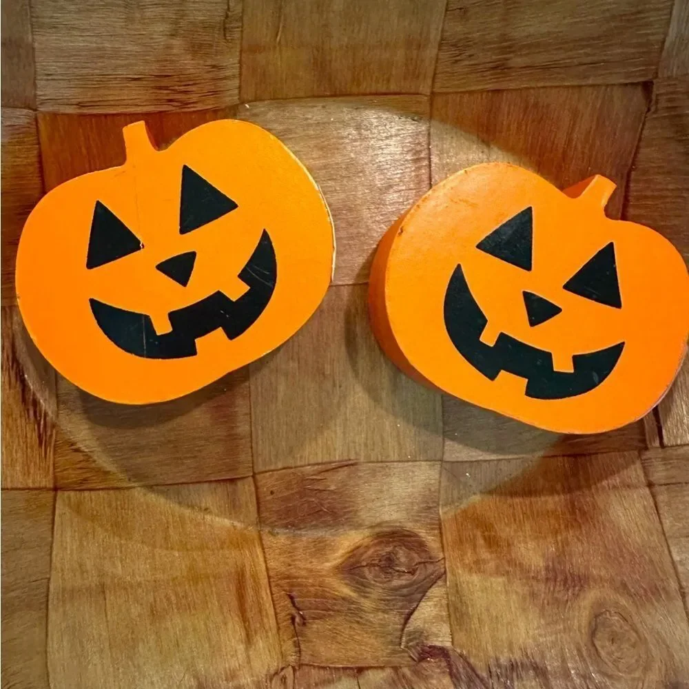 Jack O' Lantern Pumpkin Halloween Wooden Decor Farmhouse Fall Tray Shelf Sitter